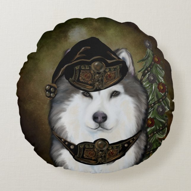 Alaskan Malamute  Round Cushion (Front)