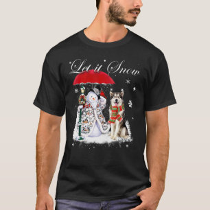 Alaskan Malamute Santa Dog Christmas Snowman Xmas T-Shirt