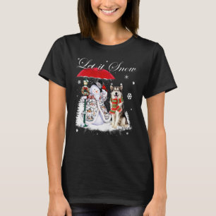 Alaskan Malamute Santa Dog Christmas Snowman Xmas  T-Shirt