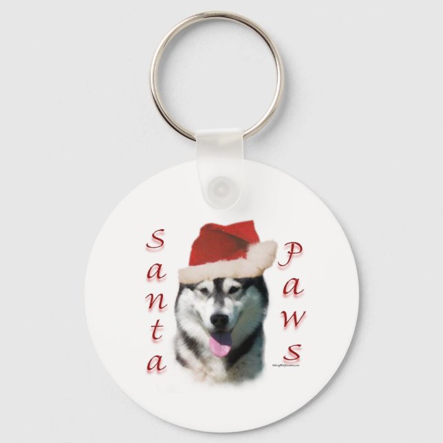 Alaskan Malamute Santa Paws Key Ring (Front)