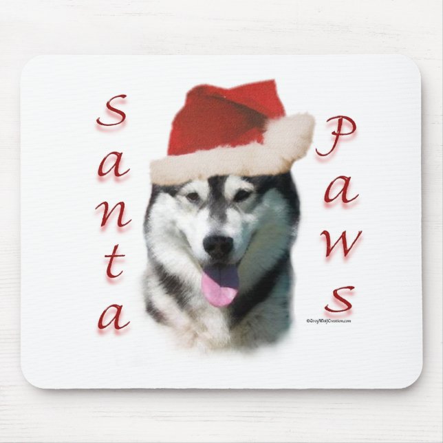Alaskan Malamute Santa Paws Mouse Mat (Front)