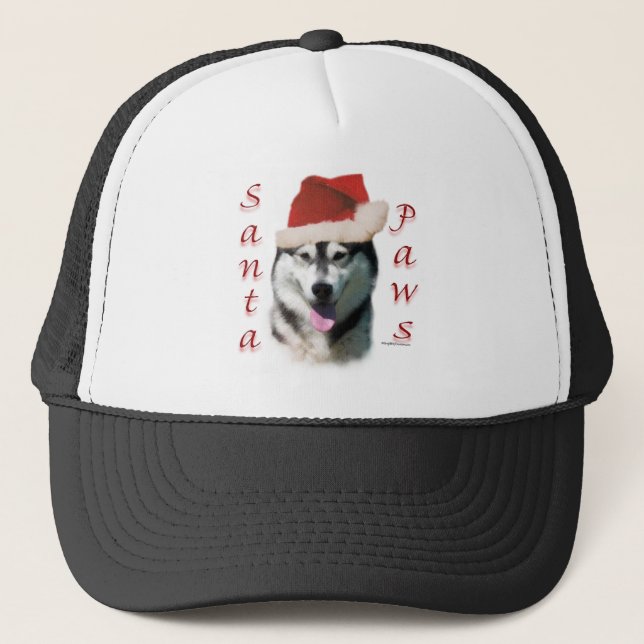 Alaskan Malamute Santa Paws Trucker Hat (Front)