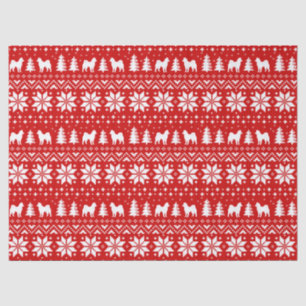 Alaskan Malamute Silhouettes Christmas Pattern Tissue Paper