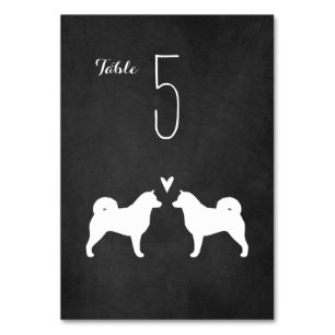 Alaskan Malamute Silhouettes Wedding Reception Table Number