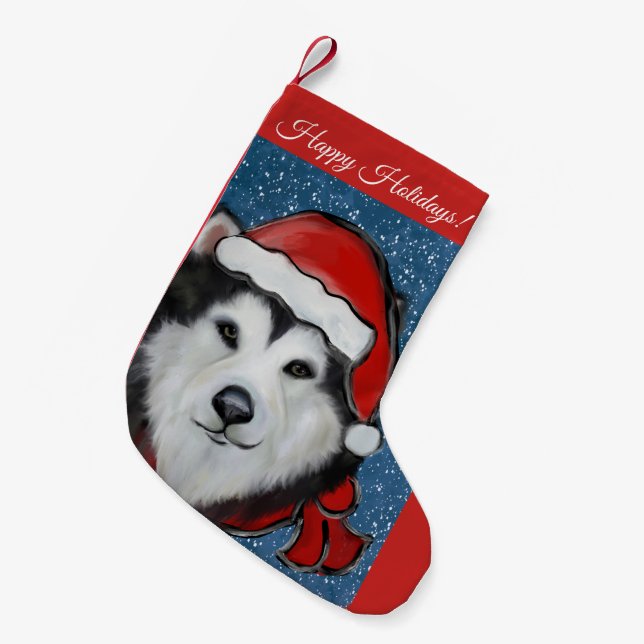 Alaskan Malamute  Small Christmas Stocking (Front (Hanging))