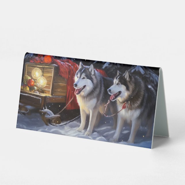 Alaskan Malamute Snowy Sleigh Ride Christmas  (Front)