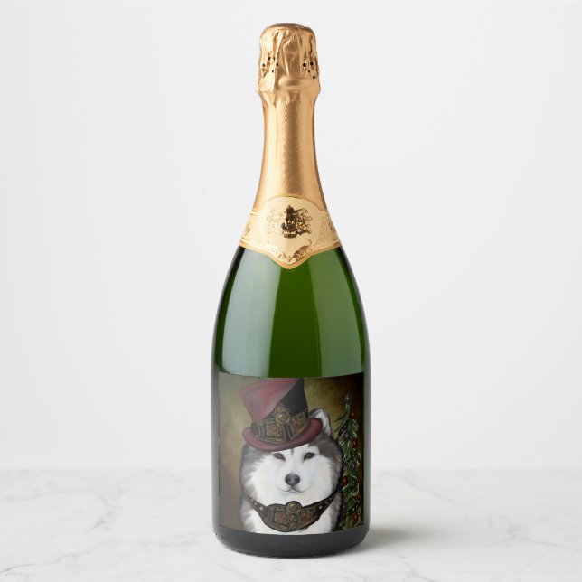 Alaskan Malamute            Sparkling Wine Label (Front)