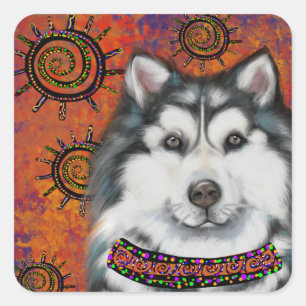 ALASKAN MALAMUTE SQUARE STICKER