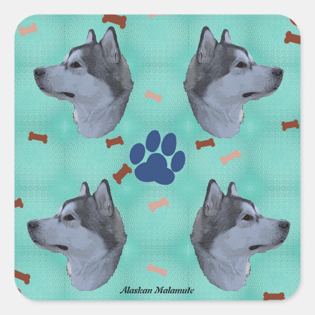 Alaskan Malamute Square Sticker (Front)