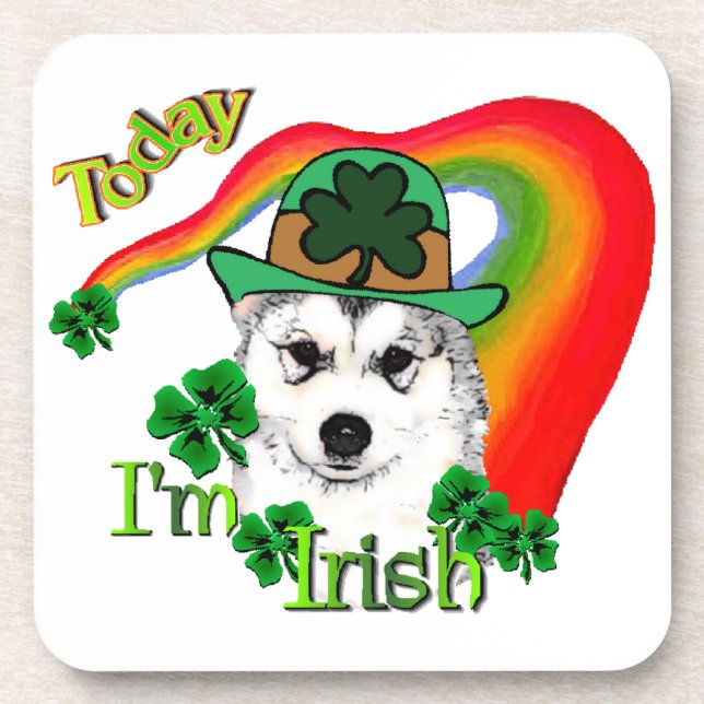 Alaskan Malamute St. Patrick's Day Coaster (Front)