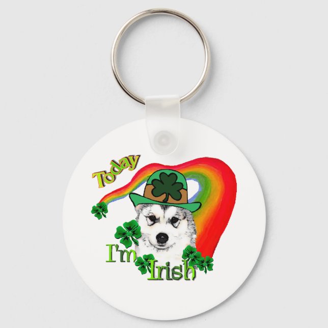 Alaskan Malamute St. Patrick's Day Key Ring (Front)