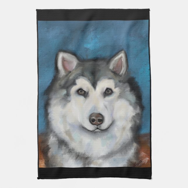 Alaskan Malamute Tea Towel (Vertical)
