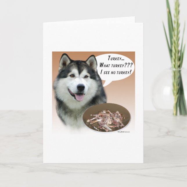 Alaskan Malamute Turkey Holiday Card (Front)