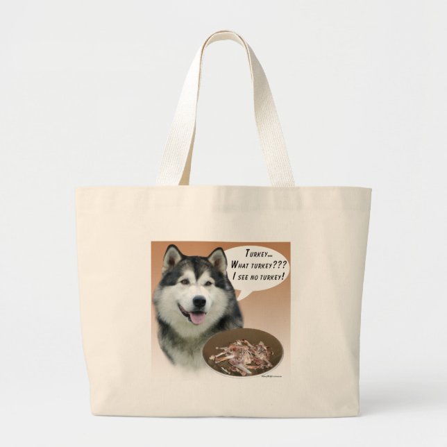 Alaskan Malamute Turkey Large Tote Bag (Front)