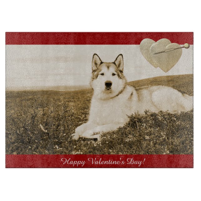 Alaskan Malamute Valentine's Day Cutting Board (Front)