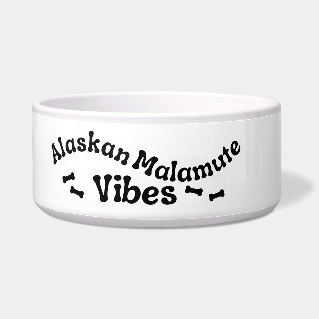 Alaskan Malamute Vibes Ceramic Dog Bowl (Left)