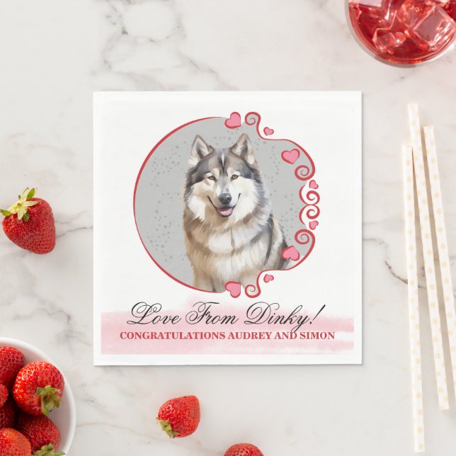 Alaskan Malamute Wedding Napkins With Dogs Photo (Insitu)
