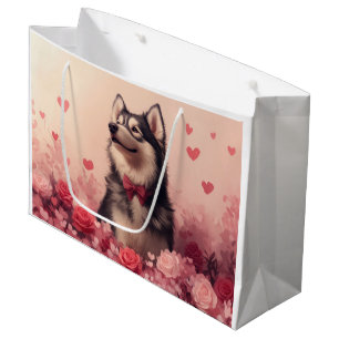 Alaskan Malamute with Roses - Valentine's Day  Large Gift Bag