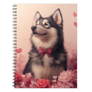 Alaskan Malamute with Roses - Valentine's Day Notebook