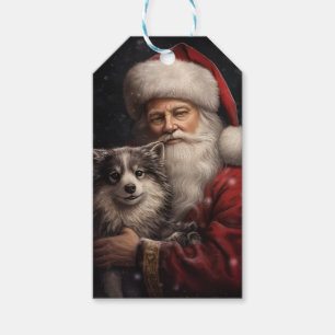 Alaskan Malamute with Santa Claus Christmas Gift Tags