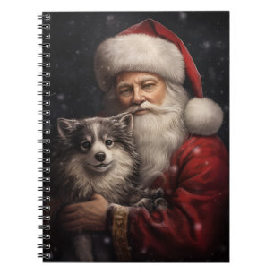 Alaskan Malamute with Santa Claus Christmas Notebook