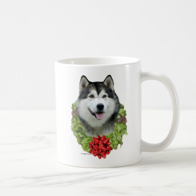 Alaskan Malamute Wreath Coffee Mug (Right)
