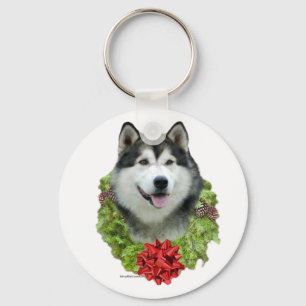 Alaskan Malamute Wreath - Keychain