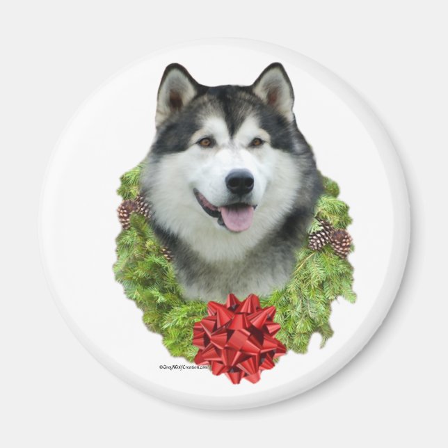 Alaskan Malamute Wreath - Magnet (Front)