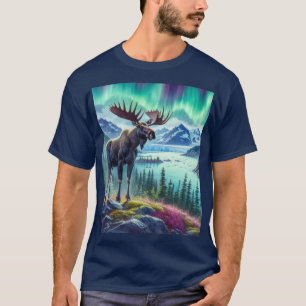 Alaskan Moose Northern Lights Mens T-Shirt