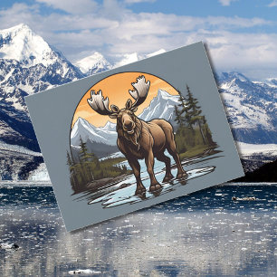 Alaskan Moose standing in water  Postcard