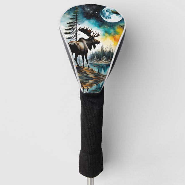 Alaskan Moose Standing on Mountain Ridge Golf Head Cover (Front)
