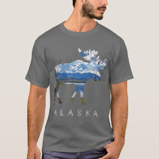 Alaskan Moose with Lake Mountain Souvenir girl T-Shirt