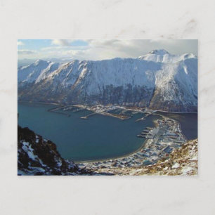 Alaskan Mountain Range and City Below Postcard