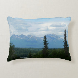 Alaskan Mountain Range Panoramic Photography Decorative Cushion