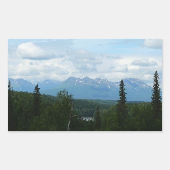 Alaskan Mountain Range Panoramic Photography Rectangular Sticker (Front)
