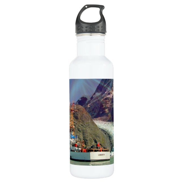 Alaskan Mountain View with Boat 710 Ml Water Bottle (Front)