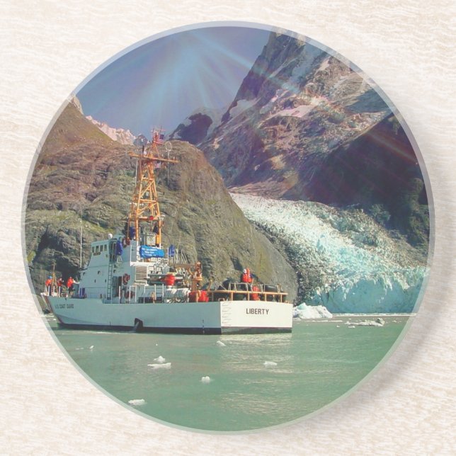 Alaskan Mountain View with Boat Coaster (Front)