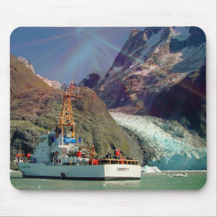 Alaskan Mountain View with Boat Mouse Mat