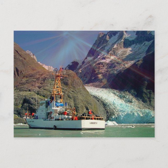 Alaskan Mountain View with Boat Postcard (Front)