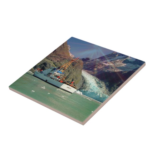 Alaskan Mountain View with Boat Tile (Side)