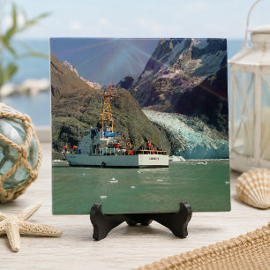 Alaskan Mountain View with Boat Tile