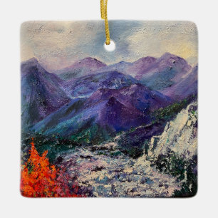 Alaskan Mountain Waterfall Holiday Ornament