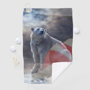 Alaskan Polar Bear American Flag Golf Towel