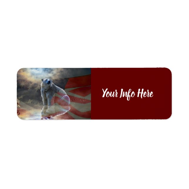 Alaskan Polar Bear American Flag Label (Front)