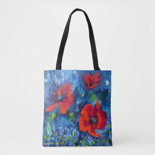 Alaskan Poppies & Tisha' s Garden Tote Bag (Front)