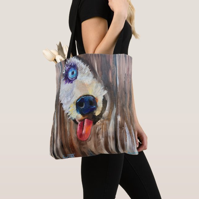Alaskan Puppy Sled Dog Transport Tote Bag (Close Up)