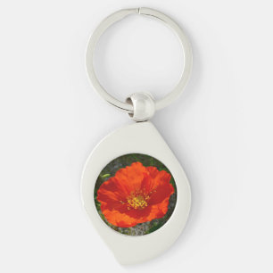 Alaskan Red Poppy Colorful Flower Key Ring