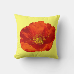 Alaskan Red Poppy Colourful Flower Cushion
