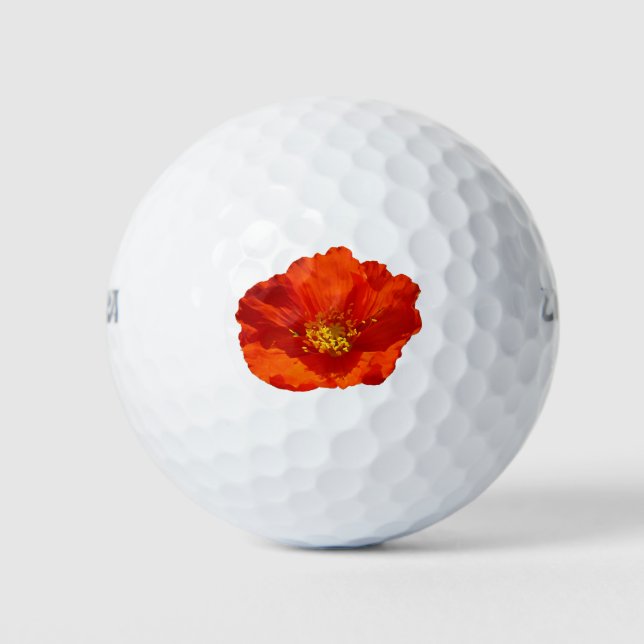 Alaskan Red Poppy Colourful Flower Golf Balls (Front)