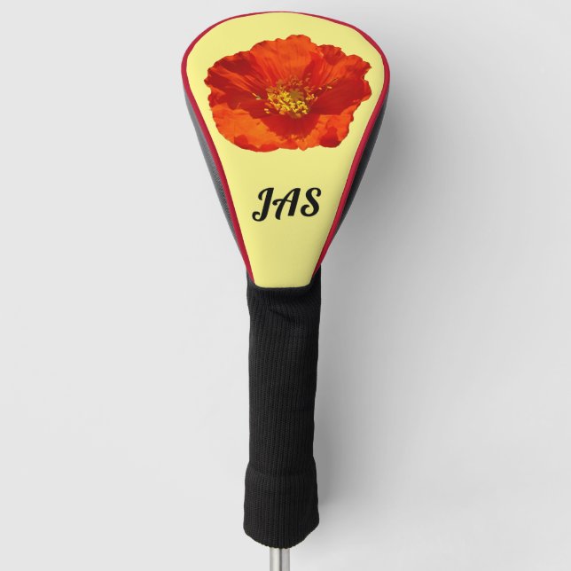 Alaskan Red Poppy Colourful Flower Golf Head Cover (Front)